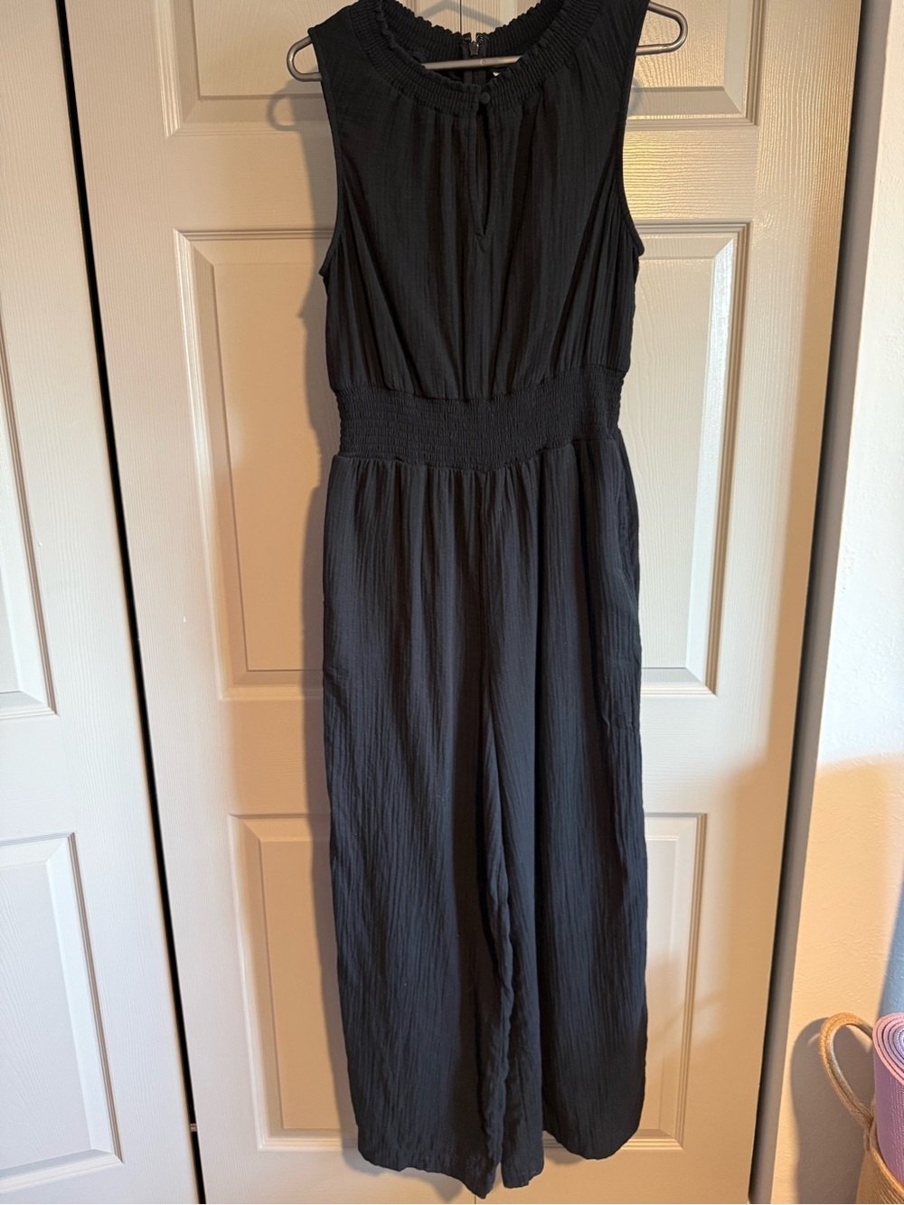 Boden Black Sleeveless Double Cloth Jumpsuit